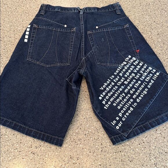 VOKAL By Nelly Y2K Baggy Hip Hop Denim Patchwork Jorts - Picture 11 of 13